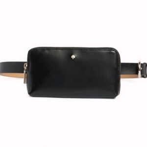 NWT Kate Spade New York Sz L XL Black Leather Logo Belt Waist Bag Fanny Pack
